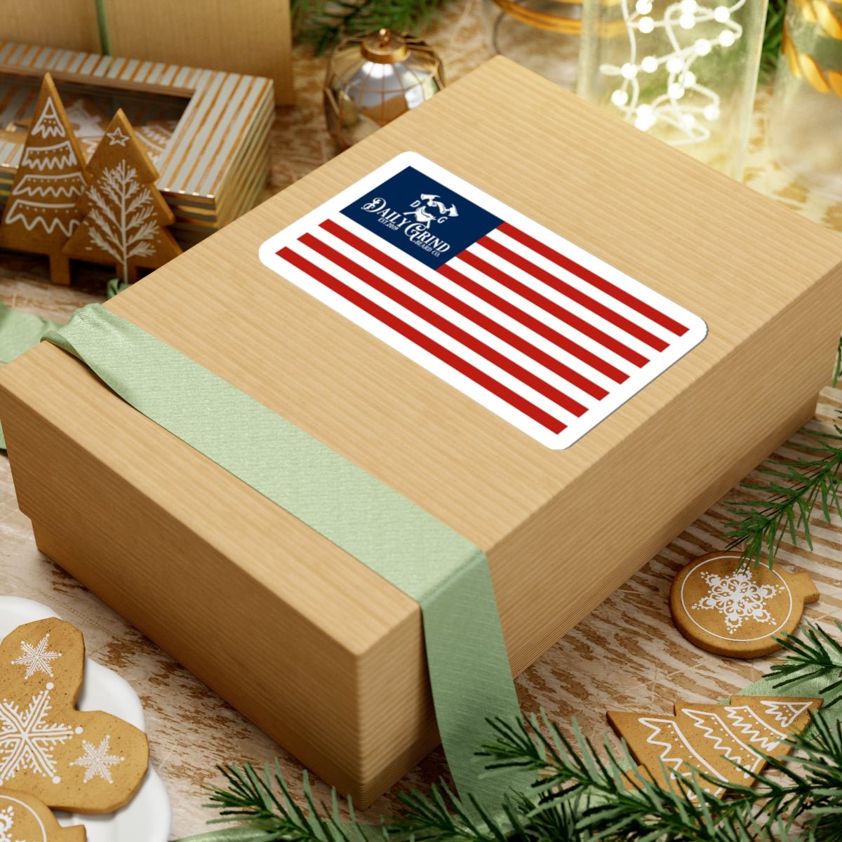 Patriotic Bumper Sticker - American Flag Decal, Daily Grind Laptop Decals, Gifts For Patriots - Daily Grind